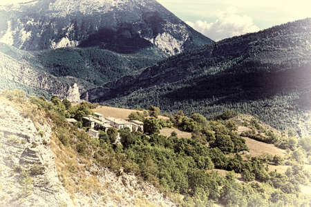 The Small Village High Up in the French Alps, Stylized Photoの写真素材