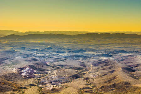 Rocky hills of the Negev Desert in Israel at sunrise. Breathtaking landscape of the desert rock formations in the Southern Israel Desert.の写真素材