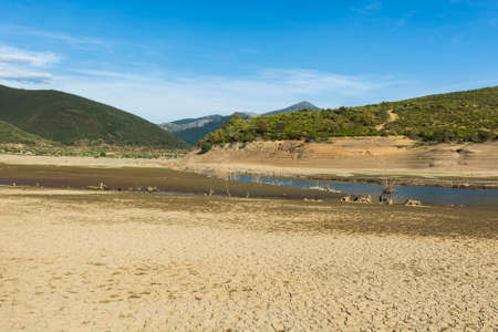 Beautiful landscape in Spain with dramatic view of Cantabrian Mountains. River on the bottom of canyon の写真素材