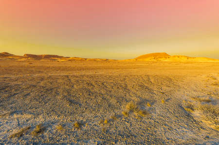 Colorful rocky hills of the Negev Desert in Israel. Breathtaking landscape and nature of the Middle...