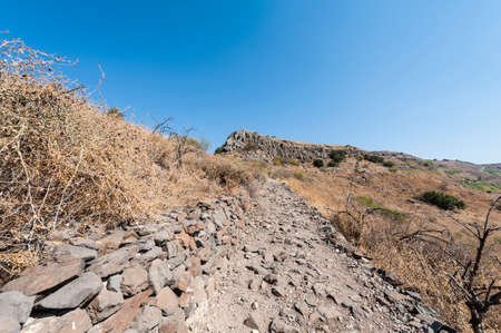 Gamla nature reserve located in the Golan Heights in Israel. View of the archaeological sites and sea of Galileeの写真素材