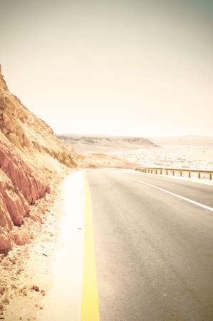 Rocky hills of the Negev Desert in Israel. Breathtaking landscape of the rock formations in the Southern Israel. Retro styleの写真素材