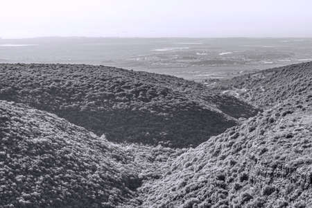 Panorama of Galilee- the Northern District of Israel. Aerial view of Galilee mountains and...