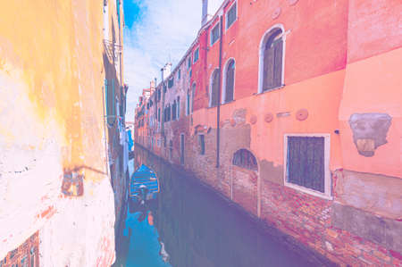 Deserted Venice in faded color effect.  Museum City is situated across a group of islands that are separated by canals and linked by empty bridges.のeditorial素材