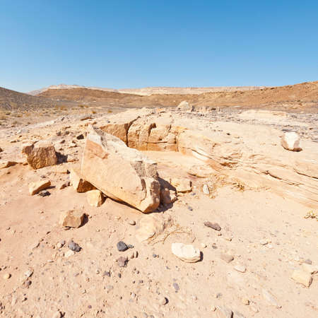 Rocky hills of the Negev Desert in Israel. Breathtaking landscape and nature of the Middle East.の写真素材