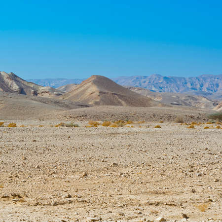 Loneliness and emptiness of the rocky hills of the Negev Desert in Israel. Breathtaking landscape...