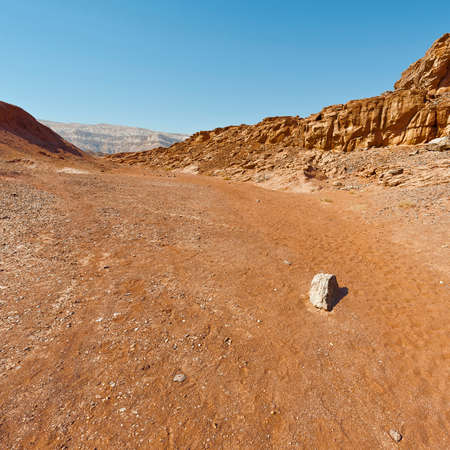 Melancholy and emptiness of the rocky hills of the Negev Desert in Israel. Breathtaking landscape...