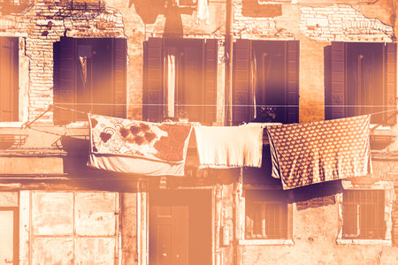 Italian windows are new and old horizons of beauty, functionality and performance at dawn in a contemporary style.の写真素材
