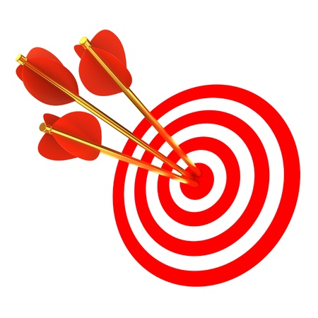 Three arrows in a target の写真素材