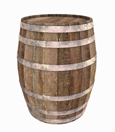 Old wooden barrel - isolated on white background の写真素材