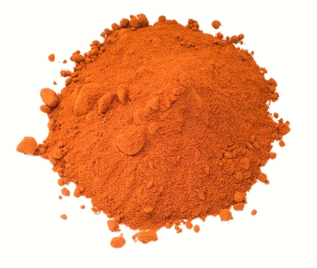 Red paprika spices isolated on white backgroundの写真素材