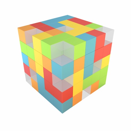 Abstract colored cube - with clipping pathの写真素材