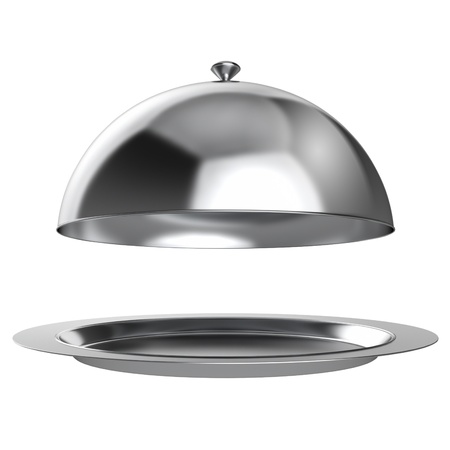 Restaurant cloche with open lidの写真素材