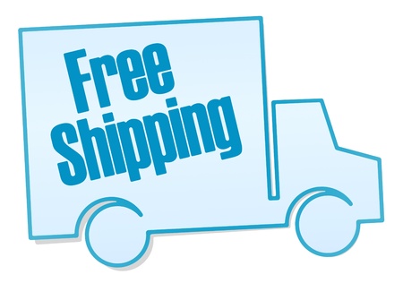Free shipping sticker - isolated on white backgroundの写真素材