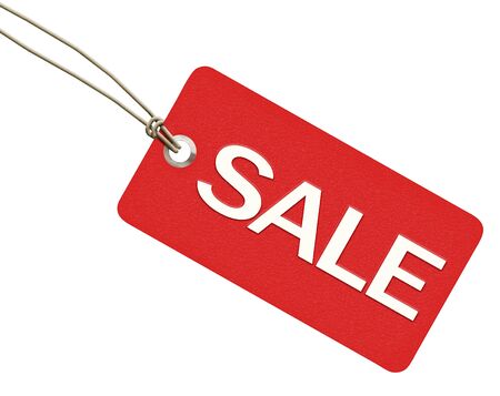Red sale tag - isolated on white backgroundの写真素材