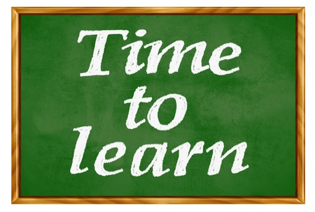 Time to learn. Blackboard with wooden frame の写真素材