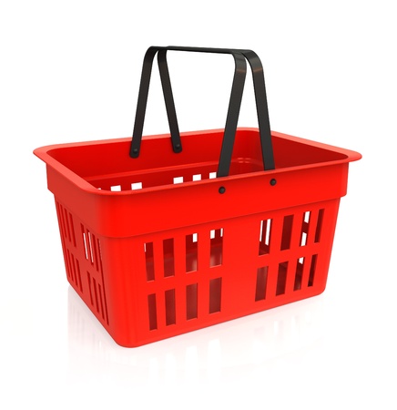 Shopping basket - isolated on white backgroundの写真素材