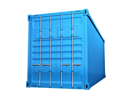 Blue cargo container - isolated on white background
