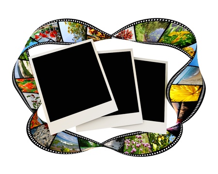 Film strip with photo frames - isolated on white backgrounds 