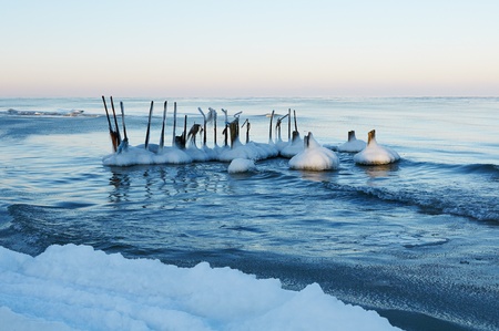 Winter Baltic sea beachの写真素材