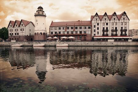 Fish Village in Kaliningrad  Russia  stylized in retro style 