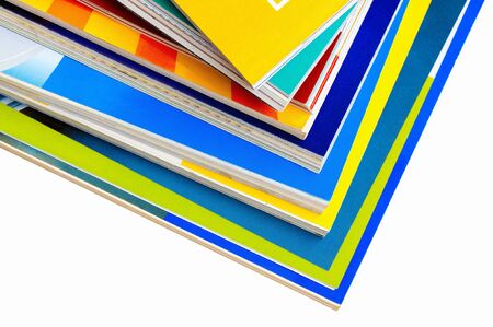 Pile of colorful magazinesの写真素材