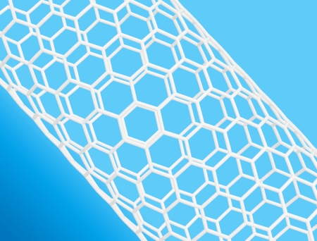 Nanotube structure on blue background の写真素材