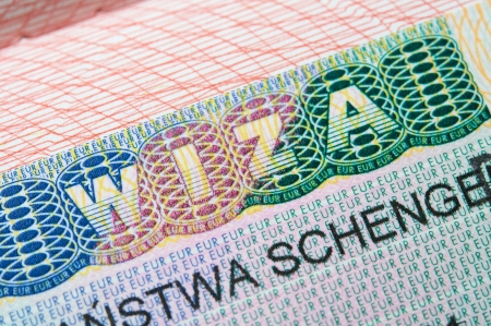 Schengen Visa in passportの写真素材