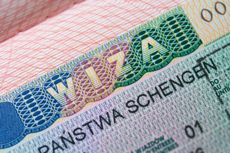 Schengen Visa in passportの写真素材