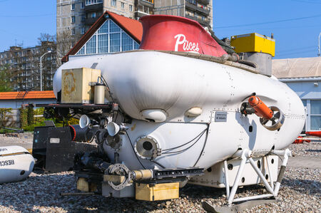 KALININGRAD, RUSSIA - MAY 9: The Museum of World Ocean, presents Underwater self-propelled manned vehicle Pisces VII on May 9, 2011 in Kaliningrad, Russia.のeditorial素材