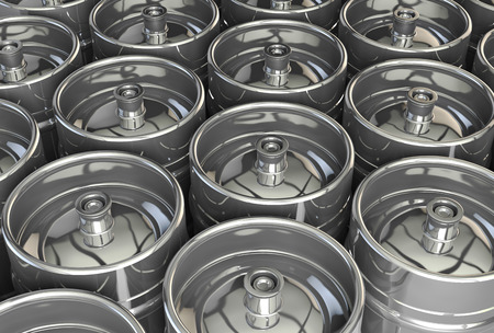 Metal beer kegs - 3d illustrationの写真素材