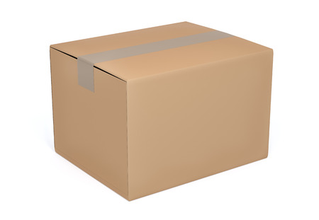 Brown cardboard box isolated on white backgroundの写真素材