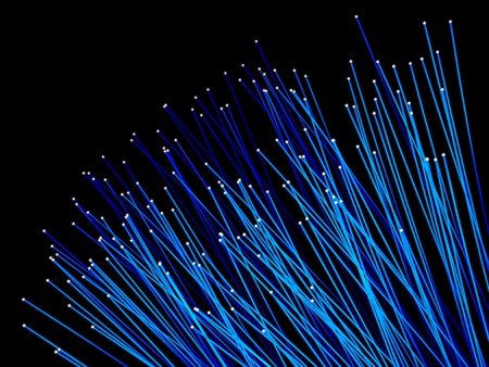 Optical fiber, network cable with light on black backgroubdの写真素材