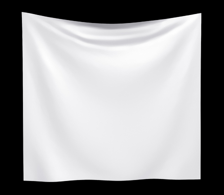 Empty cloth banner. isolated on black backgroundの写真素材