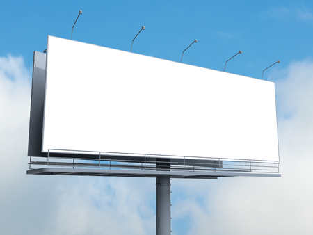 Billboard with empty screen on blue skyの写真素材