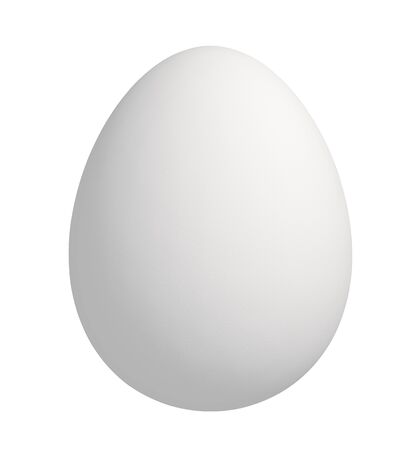 Close up of white egg, isolated on white background with clipping pathの写真素材