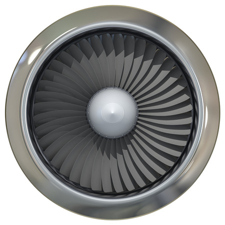 Jet engine, turbine blades of airplane, 3d illustration