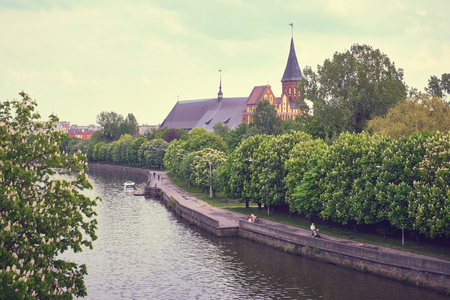 KALININGRAD, RUSSIA - MAY 19, 2015: Kenigsberg Cathedral is main symbol of the city, inside open museum exhibitions and classic music concerts.のeditorial素材