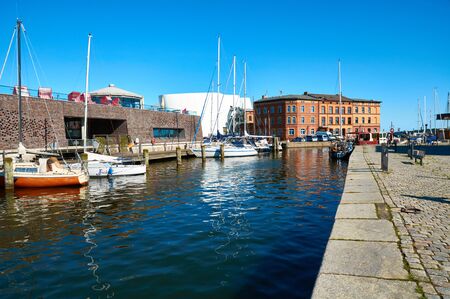 STRALSUND, GERMANY - AUGUST 13, 2015: Streets of historical center, harbor of Stralsund, Mecklenburg-Vorpommern, Germanyのeditorial素材
