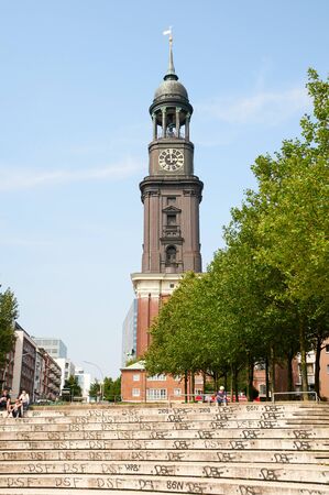 HAMBURG, GERMANY - AUGUST 14, 2015: The main Protestant church of St. Michael's, is the most famous church in Hamburgのeditorial素材