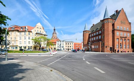 STRALSUND, GERMANY - MAY 26, 2016: Street view in city center,  Stralsund is a Hanseatic town in Mecklenburg-Vorpommern, Germanyのeditorial素材
