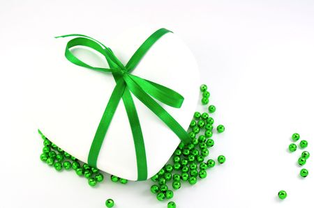 heart with green tape. valentine's day の写真素材
