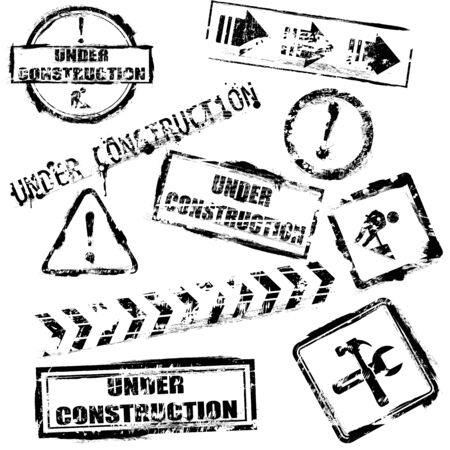 Set of black under construction stamps のイラスト素材