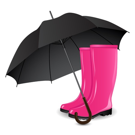 A pair of rainboots and an umbrellaのイラスト素材