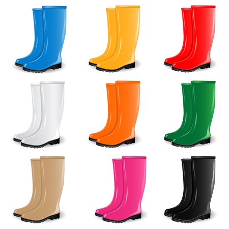 Colored rubber bootsのイラスト素材