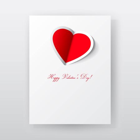 Valentines day card with red paper heartのイラスト素材