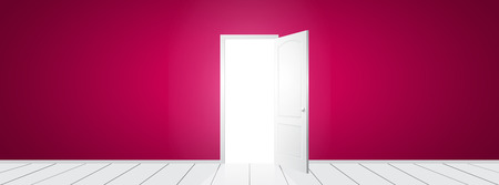 White open door with pink wall  Vector illustrationのイラスト素材