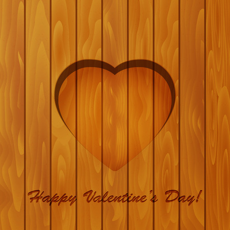 Valentine s day background  Heart and text on wooden backgroundのイラスト素材