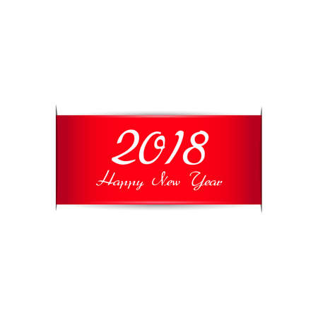 Happy New Year 2018 red ribbon vector illustrationのイラスト素材