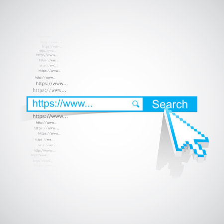 Internet search concept with search box and pixel arrowのイラスト素材